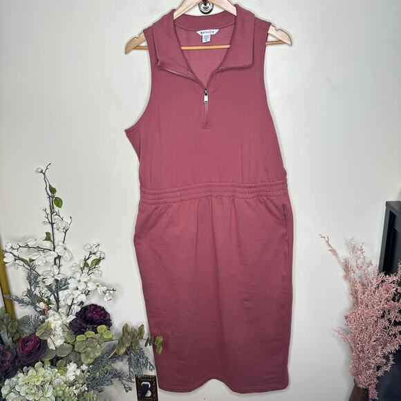 ATHLETA Retroterry Sleeveless Midi Sweatshirt Dress Rosewood Pink Sz XL {LL21} - Picture 3 of 7